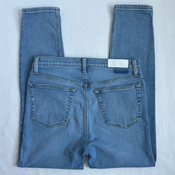 Redone 90’s High Rise Ankle Crop Button Fly Blue Denim Jeans 29 - Picture 7 of 17